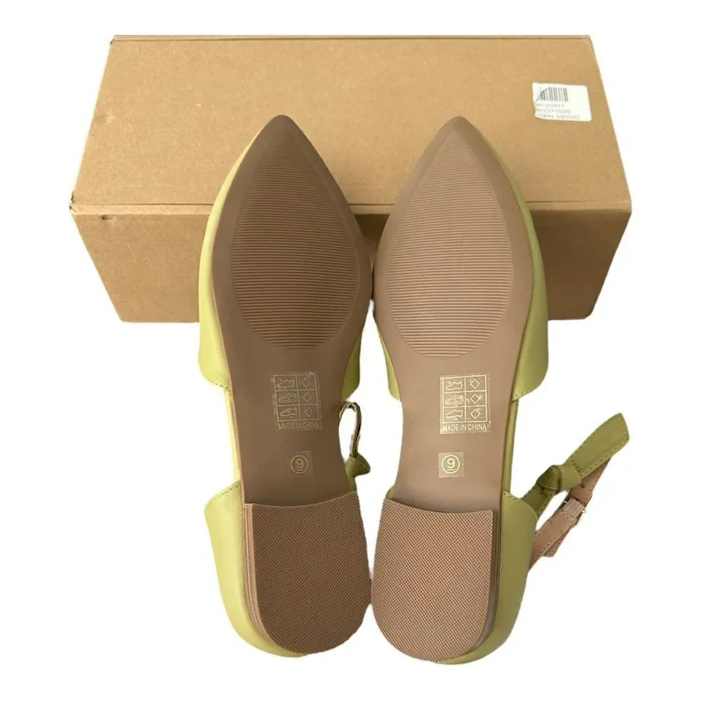 Journee Collection Vielo Flats Sage Green Pointed Toe Wide Width 9 WD NIB